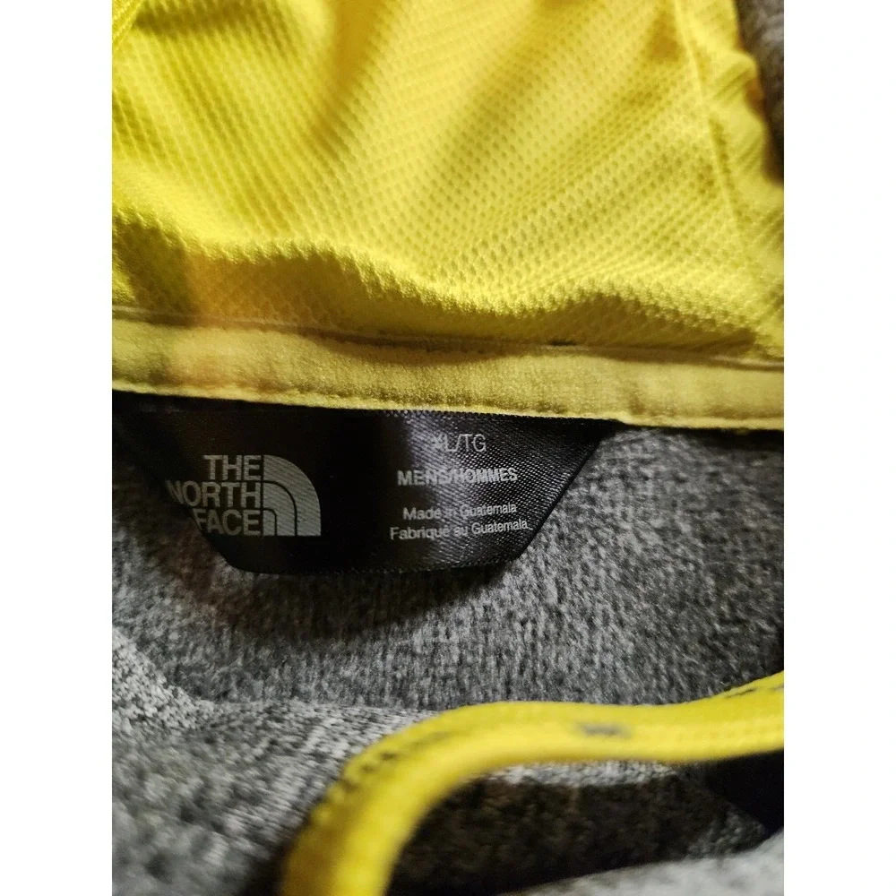 The North Face Men's Gray Heather Pullover Hoodie with Yellow Logo Size XL
